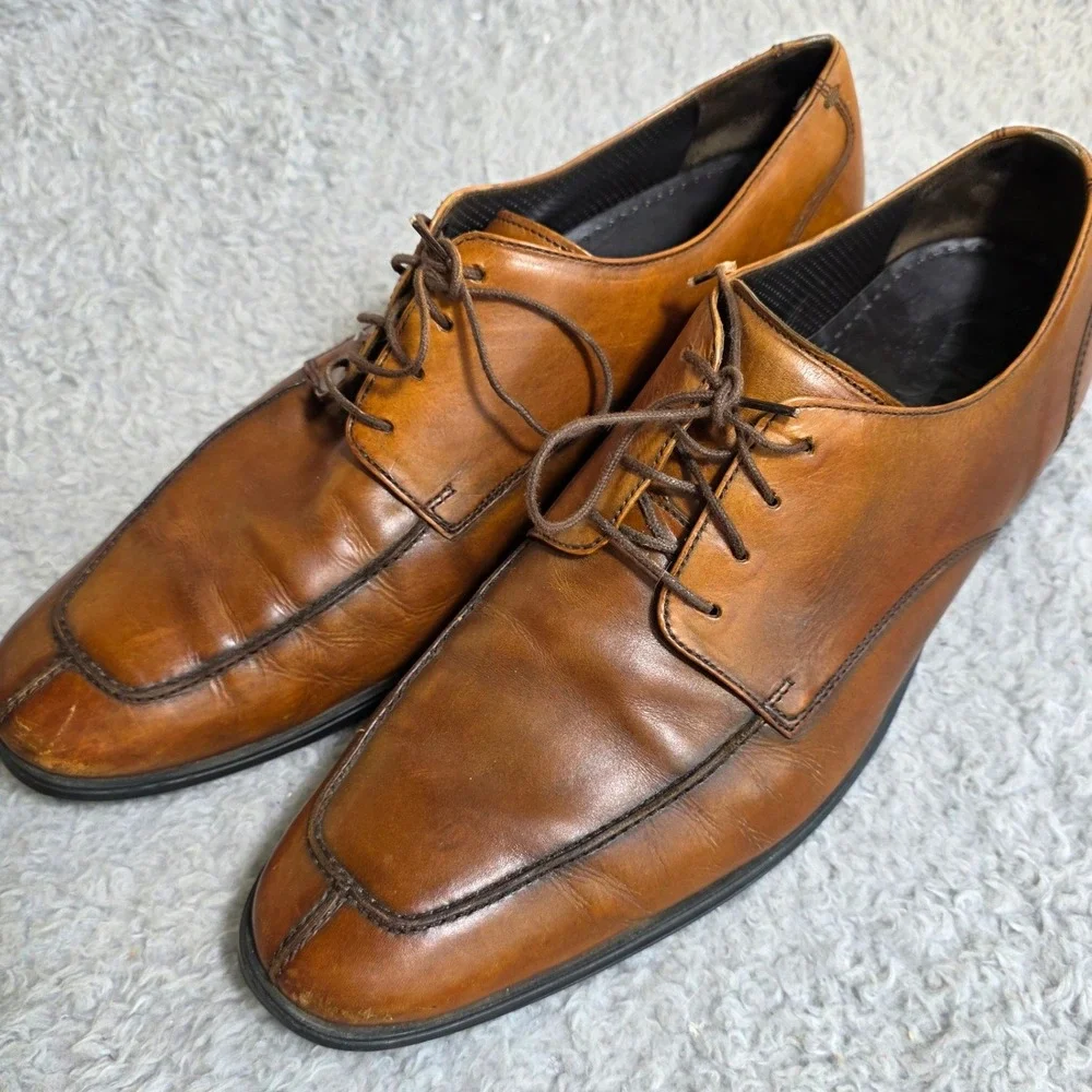 Cole Haan NikeAir Mens‎ 11.5 M Tan Leather Apron Toe Derby Dress Shoes C09161